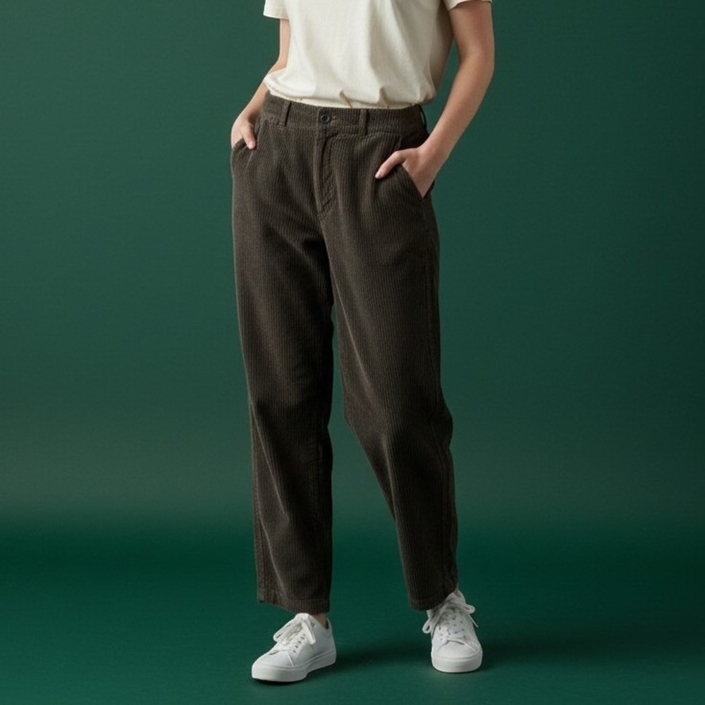 Lucky Brand Corduroy Straight Leg Pants Womens Size M Grey Green Dark Acadeima